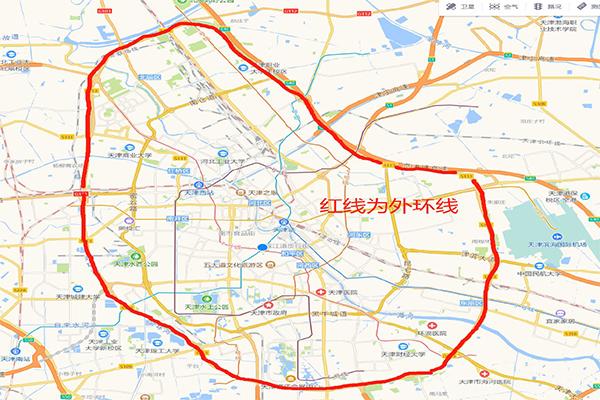 天津本市号牌机动车在外环线(不含)以内道路,实施按车牌尾号区域限行