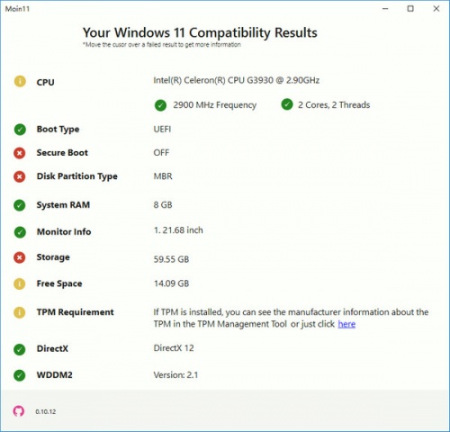Moin11(Windows 11兼容性检查器 )软件下载_Moin11(Windows 11兼容性检查器 ) v0.10.12 运行截图1