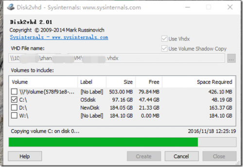 Disk2vhd vhd虚拟磁盘工具软件下载_Disk2vhd vhd虚拟磁盘工具 v2.01 运行截图1