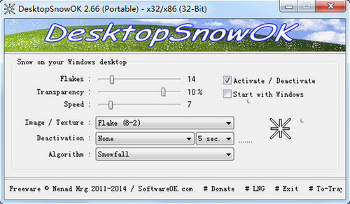 桌面飘雪软件 DesktopSnowOK软件下载_桌面飘雪软件 DesktopSnowOK v5.66 运行截图1