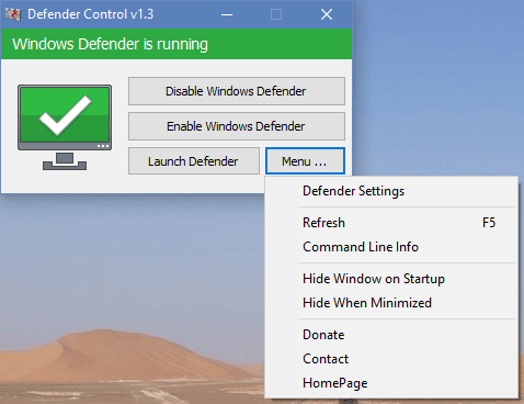 Defender Control吾爱下载_Defender Control吾爱免费绿色最新版v2.0 运行截图1