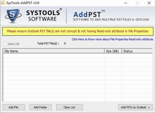 SysTools AddPST下载_SysTools AddPST(邮件处理工具) v3.0 最新版下载 运行截图1