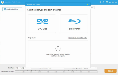 AnyMP4 DVD Creator官网版下载_AnyMP4 DVD Creator(DVD光盘录刻软件) v7.2.72 免费版下载 运行截图1