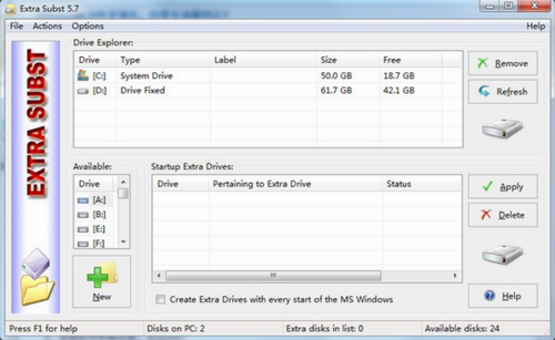 Extra Subst 7中文版下载_Extra Subst 7(虚拟磁盘管理工具) v5.7 最新版下载 运行截图1