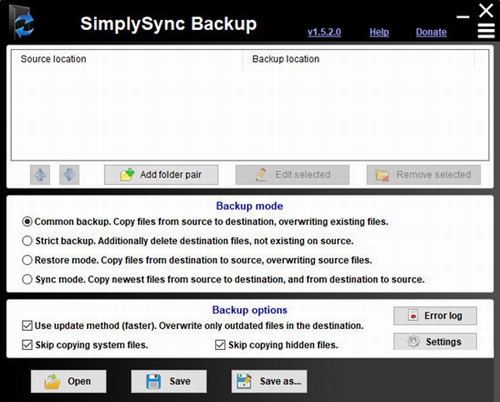 SimplySync Backup中文版下载_SimplySync Backup(系统实用型备份工具) v1.5.2.0 官网版下载 运行截图1