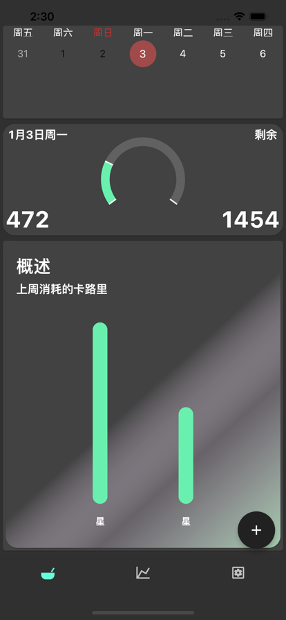 卡路里计数日记app下载_卡路里计数日记最新版下载v1.0 安卓版 运行截图1