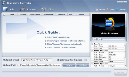 Kigo Video Converter最新版下载_Kigo Video Converter(视频转换器) v1.1.1 中文版下载 运行截图1