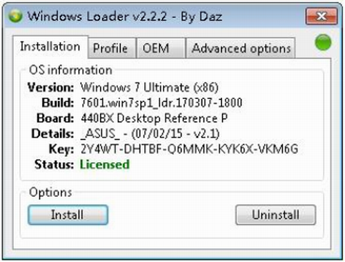 windows 7 loader绿色版下载_windows 7 loader(win7激活工具) v2.2.2 免费版下载 运行截图1