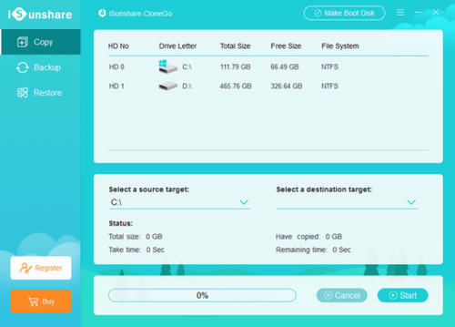 iSunshare CloneGo官网版下载_iSunshare CloneGo(系统备份还原工具) v3.0 最新版下载 运行截图1