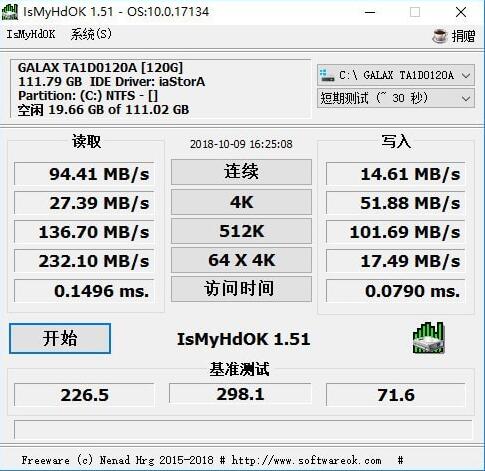 IsMyHdOK硬盘测试软件免安装汉化版_IsMyHdOK硬盘测试软件V3.44 运行截图1