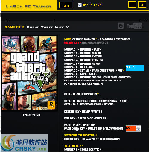 GTA5二十项修改器_GTA5二十项修改器下载 - 游戏辅助 运行截图1