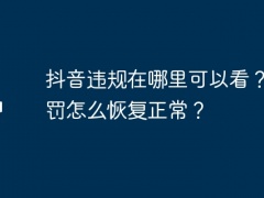 抖音违规在哪里可以看？被处罚怎么恢复正常？[多图]