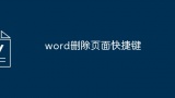 word删除页面快捷键