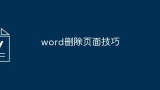 word删除页面技巧