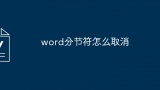 word分节符怎么取消