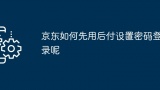 京东如何先用后付设置密码登录呢