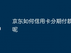 京东如何信用卡分期付款还款呢