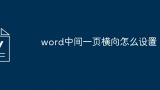 word中间一页横向怎么设置