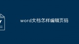 word文档怎样编辑页码