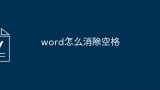 word怎么消除空格