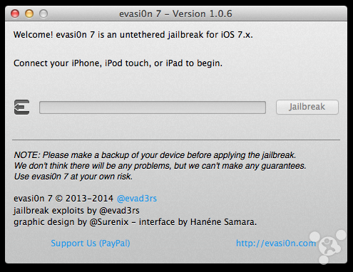 evasi0n7更新支持iOS7.0.6完美越狱