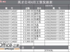 Excel制作银行代发工资表参考图