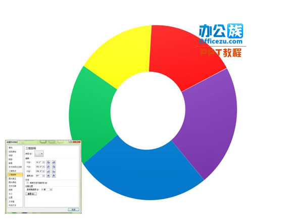 利用PowerPoint2010一分钟搞定三维环状饼图