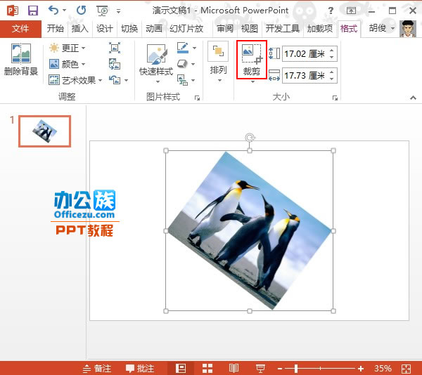 PowerPoint2013图片处理：斜向裁剪