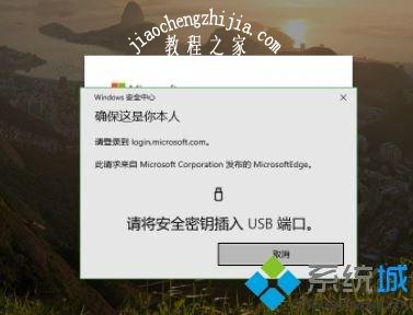 win10 1903使用Edge访问微软网站提示请将安全密钥插入USB端口怎么办