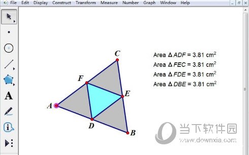 几何画板怎么将三角形分成面积相等四部分